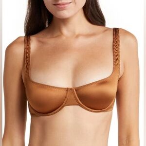SKIMS Stretch Satin Underwire Bra Size 36C Copper Intimates Bralette Shapewear